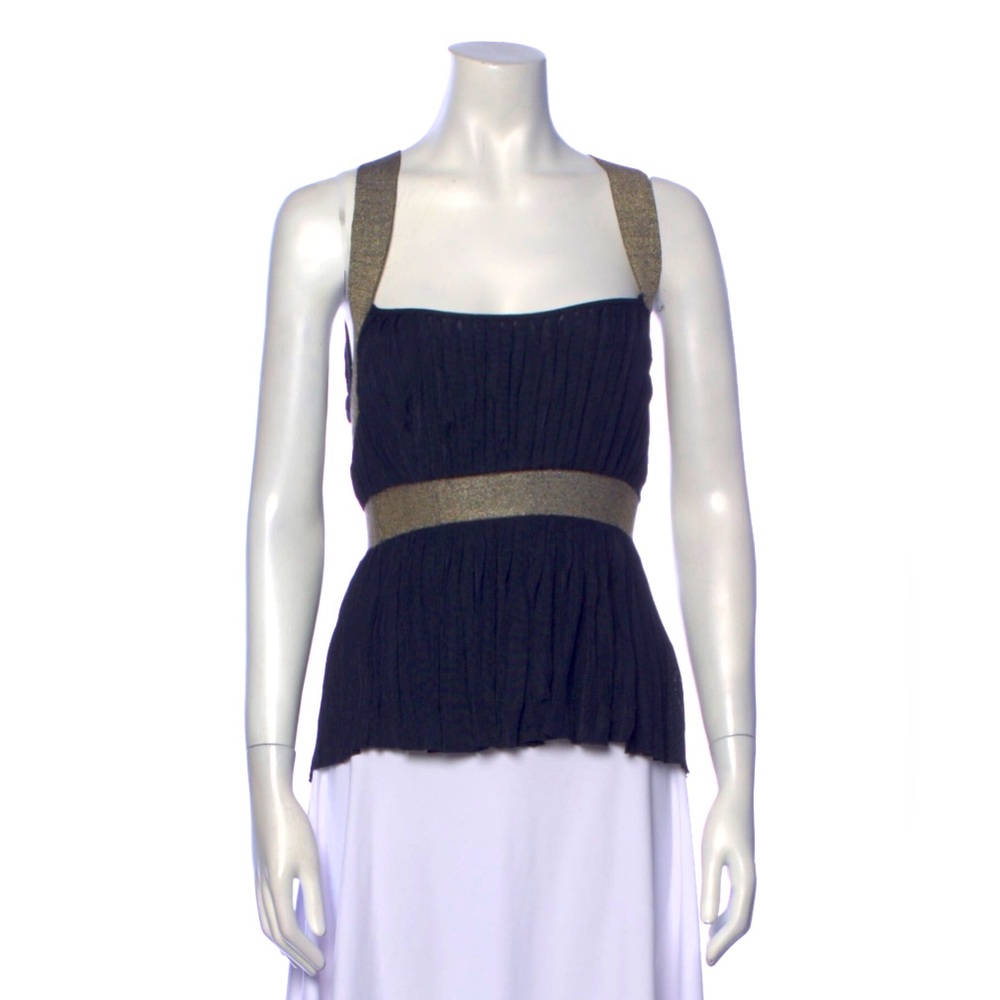 Vintage Roberto Cavalli Navy Blue and Gold Top IT42 US6 M